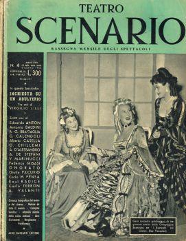 Teatro Scenario. Rassegna mensile degli spettacoli. Anno XVIII(VI ns) 1954 n. 4, 7 - Egidio Ariosto - copertina