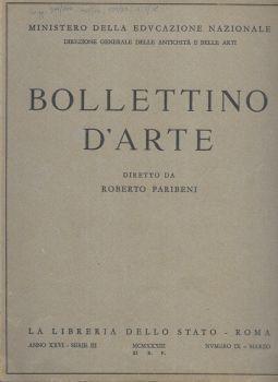 Bollettino d'arte, diretto da Roberto Paribeni. Ministero della Educazione Nazionale, Direzione Generale delle Antichità e Belle Arti - copertina