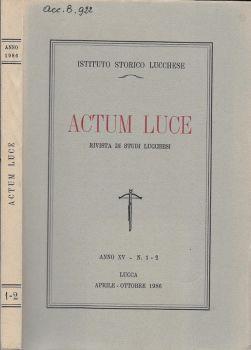 Actum luce. Rivista di studi lucchesi - copertina