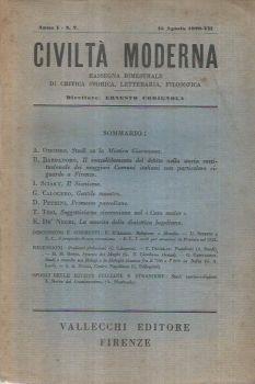 Civiltà Moderna. Rassegna Bimestrale di Critica Storica, Letteraria, Filosofica. Anno I n. 2 - copertina