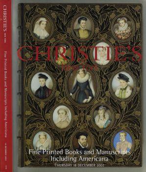 Christie's New York Fine printed books and manuscripts including Americana. Thursday 18 december 2003 - copertina