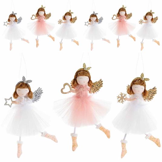 Angeli di Natale in Tulle Decorazioni da Appendere per Albero, Casa, Vetrine Set da 9 Idea Regalo