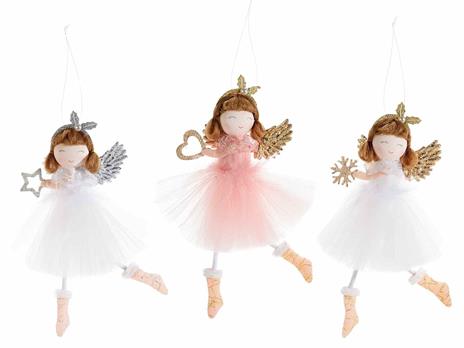 Angeli di Natale in Tulle Decorazioni da Appendere per Albero, Casa, Vetrine Set da 9 Idea Regalo - 2