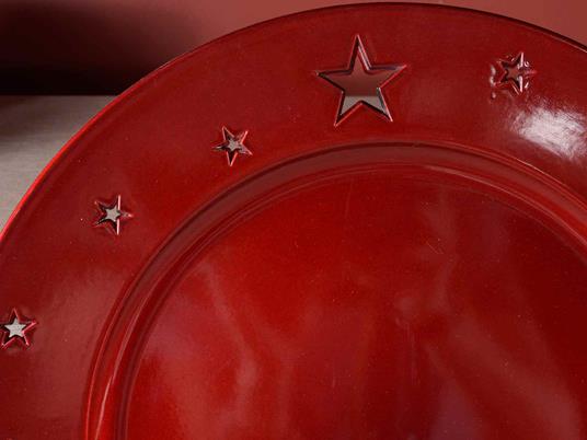 Piatti Natalizi in Plastica Riutilizzabili con Stella Set da 12 Colore Rosso
