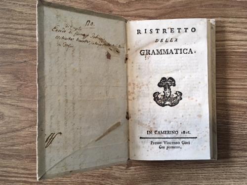 Ristretto Della Grammatica In Camerino 1816 - copertina