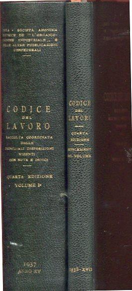 Codice del lavoro volume I° (con volume di supplemento) - copertina