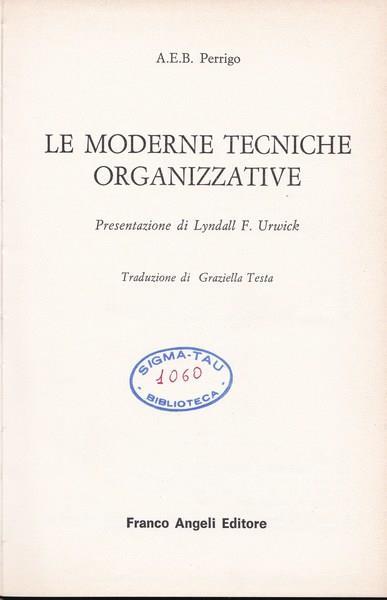 Le moderne tecniche organizzative - copertina