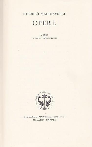 Opere - Niccolò Machiavelli - copertina