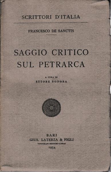 Saggio critico sul Petrarca - Francesco De Sanctis - copertina