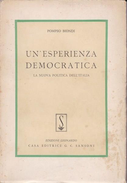 Un' esperienza democratica - Pompeo Biondi - copertina