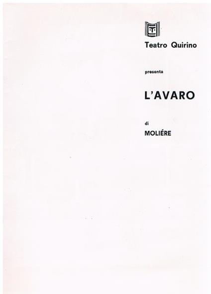 L' Avaro - Molière - copertina