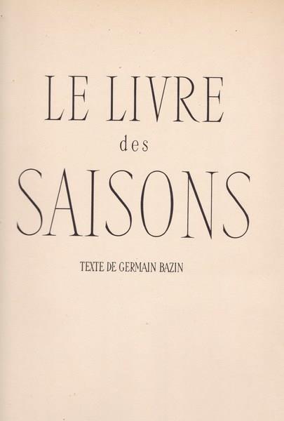 Le Livre des Saisons - Germain Bazin - copertina