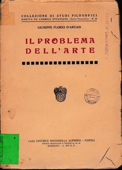Il problema dell'arte - Giuseppe Flores D'Arcais - copertina