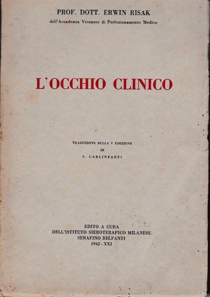L' occhio clinico - Erwin Risak - copertina