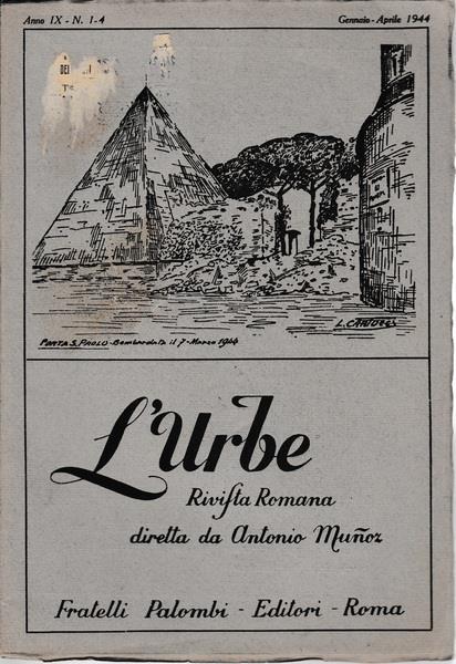 L' urbe. Rivista Romana. Anno IX - N° 1-4 Genn. Apr. 1944 - copertina