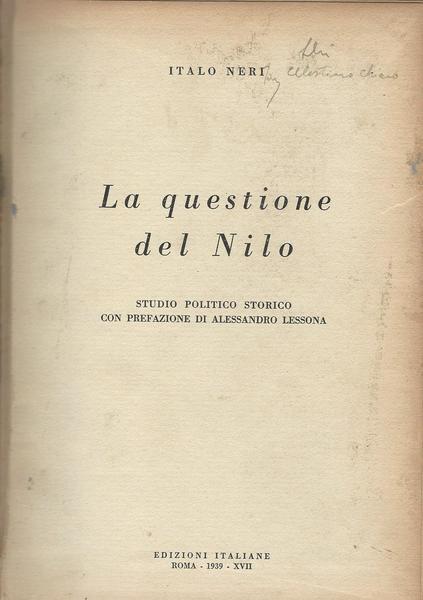 La Questione Del Nilo - Italo Neri - copertina