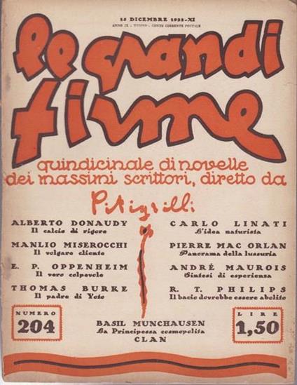 Le Grandi Firme. N. 204. 15 dicembre 1932 - copertina