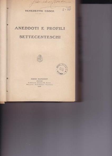 Aneddoti e profili settecenteschi - Benedetto Croce - copertina