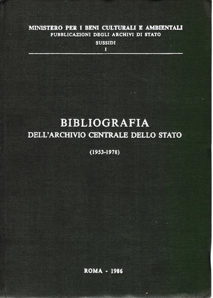 Bibliografia dell'Archivio Centrale dello Stato (1953. 1978) - copertina