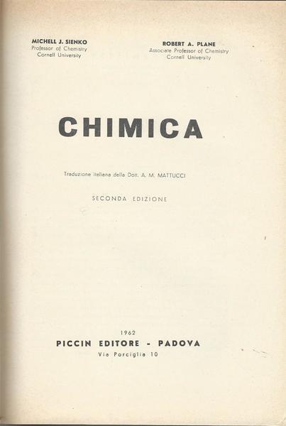 Chimica - Michel J. Sienko - copertina