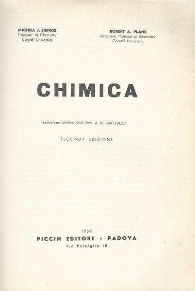 Chimica - Michel J. Sienko - copertina