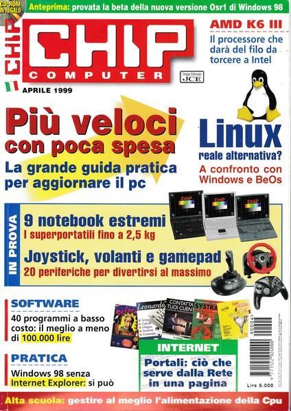 Chip Computer. Rivista Aprile 1999 - copertina