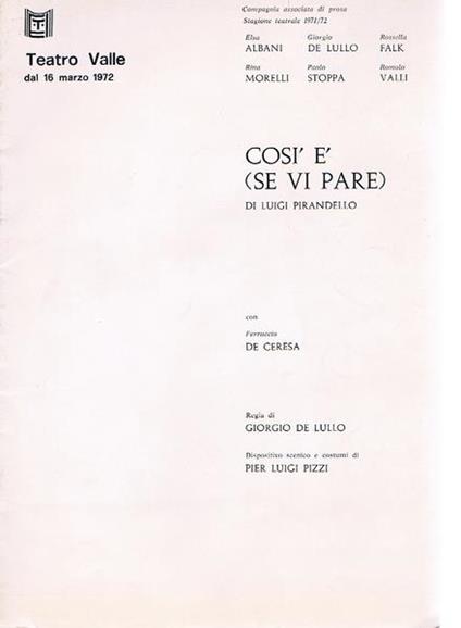 Così è (Se Vi Pare) - copertina
