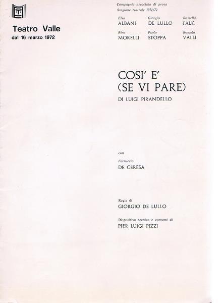Così è (Se Vi Pare) - copertina