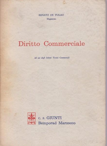 Diritto commerciale - Renato De Tullio - copertina