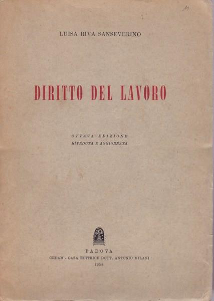Diritto del lavoro - Luisa Riva Sanseverino - copertina
