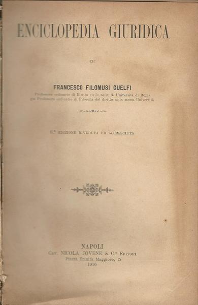Enciclopedia Giuridica - Francesco Filomusi Guelfi - copertina