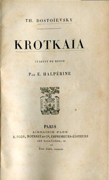Krotkaïa - Fëdor Dostoevskij - copertina