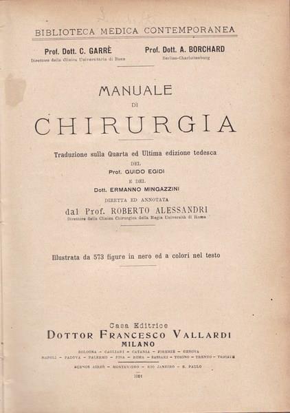 Manuale di chirurgia - C. Garrè - copertina