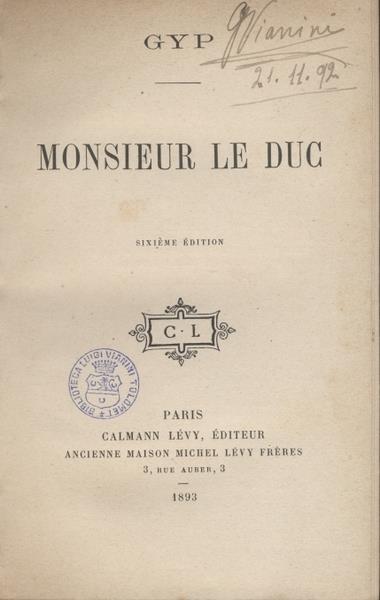 Monsieur Le Duc - Gyp - copertina