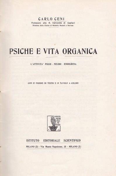 Psiche e vita organica - Carlo Ceni - copertina