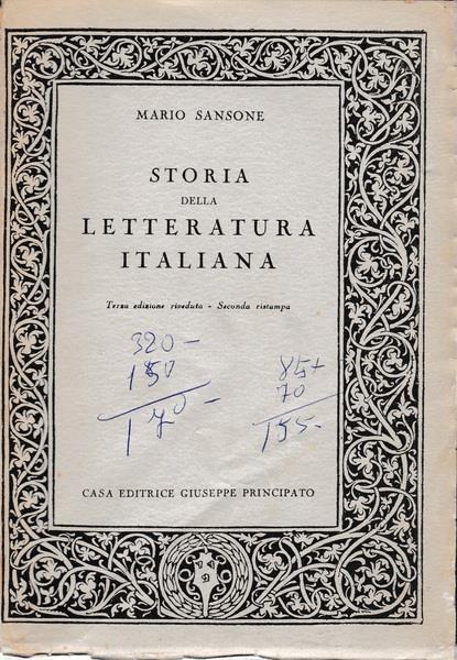 Storia della letteratura italiana - M. Sansone - copertina