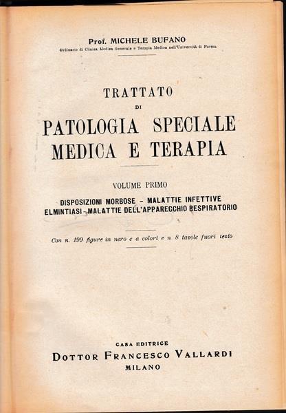 Trattato di patologia speciale medica e terapia (vol. 1°) - Michele Bufano - copertina
