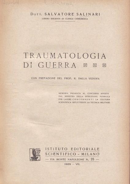 Traumatologia di guerra - Salvatore Salinari - copertina