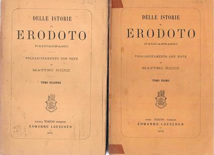 Delle istorie di Erodoto d'Alicarnasso. Volume 1-2 ed indice generale - Matteo Ricci - copertina