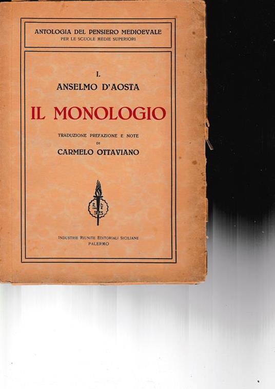 monologio - Anselmo d'Aosta (sant') - copertina