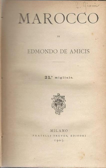 Marocco - Edmondo De Amicis - copertina