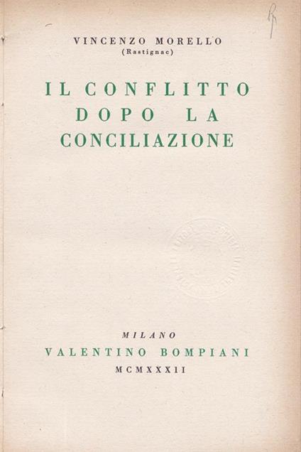 conflitto dopo la Conciliazione - Vincenzo Morello - copertina