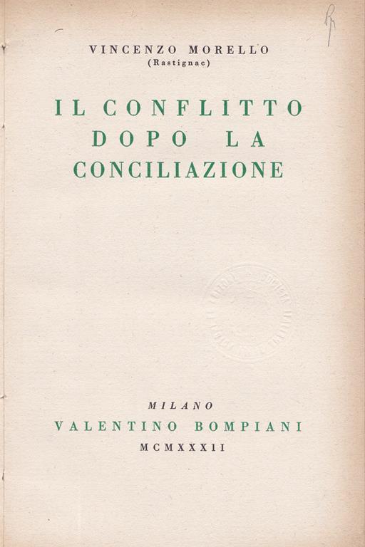 conflitto dopo la Conciliazione - Vincenzo Morello - copertina