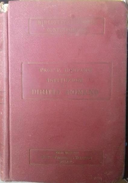 Istituzioni di Diritto Romano - Pietro Bonfante - copertina