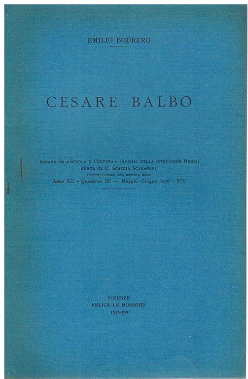Cesare Balbo - Emilio Bodrero - copertina