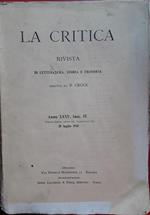 critica. Rivista di letteratura, storia e filosofia. Anno XXXV fasc.IV 20 luglio 1937