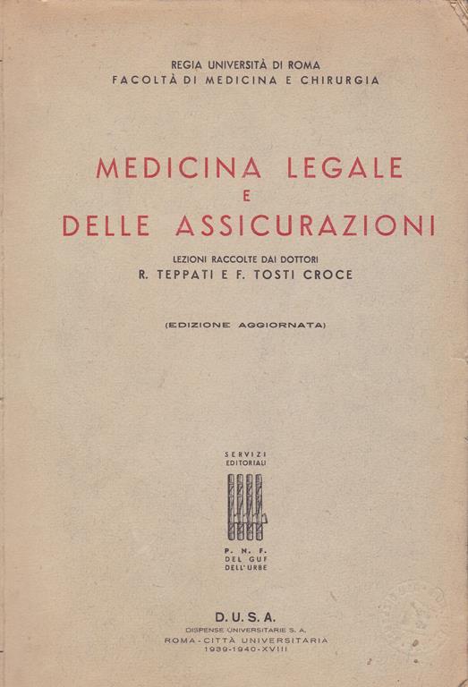 Medicina legale e delle assicurazioni - R. Teppati - copertina