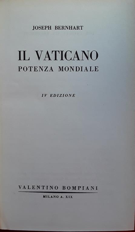 Vaticano potenza mondiale - Joseph Bernhart - copertina