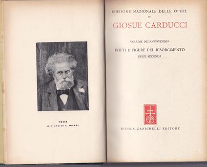 Opere. XIX. Poeti e figure del Risorgimento. Serie seconda - Giosuè Carducci - copertina