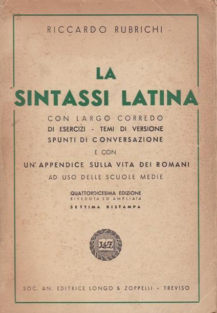 sintassi latina - Riccardo Rubrichi - copertina